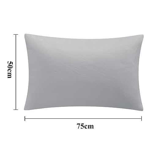 Aisbo Housewife Pillowcases 2 Pack - Light Grey Standard Pillow Case Set of 2, Soft Pair of Microfiber Plain Pillow Cover 50x75 cm with Envelope Closure