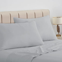 Aisbo Housewife Pillowcases 2 Pack - Light Grey Standard Pillow Case Set of 2, Soft Pair of Microfiber Plain Pillow Cover 50x75 cm with Envelope Closure