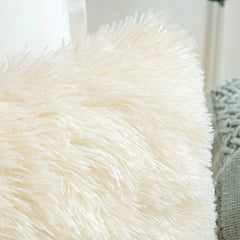 MIULEE Pack of 2 Faux Fur Throw Pillow Cover Fluffy Soft Decorative Square Pillow covers Plush Case Faux Fur Cushion Covers For Livingroom Sofa Bedroom 16x16 Inch 40x40 cm Cream white