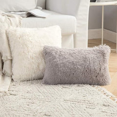 MIULEE Pack of 2 Faux Fur Throw Pillow Cover Fluffy Soft Decorative Square Pillow covers Plush Case Faux Fur Cushion Covers For Livingroom Sofa Bedroom 16x16 Inch 40x40 cm Cream white