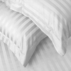2 Pack Microfiber Strip Oxford Pillow Cases, Ultra Soft Satin Strip Pillow Cases, Luxury Lightweight Hotel Quality Bedding Pillowcase Cover Pair - Wrinkle and Fade Resistant Pillow Sham (White)