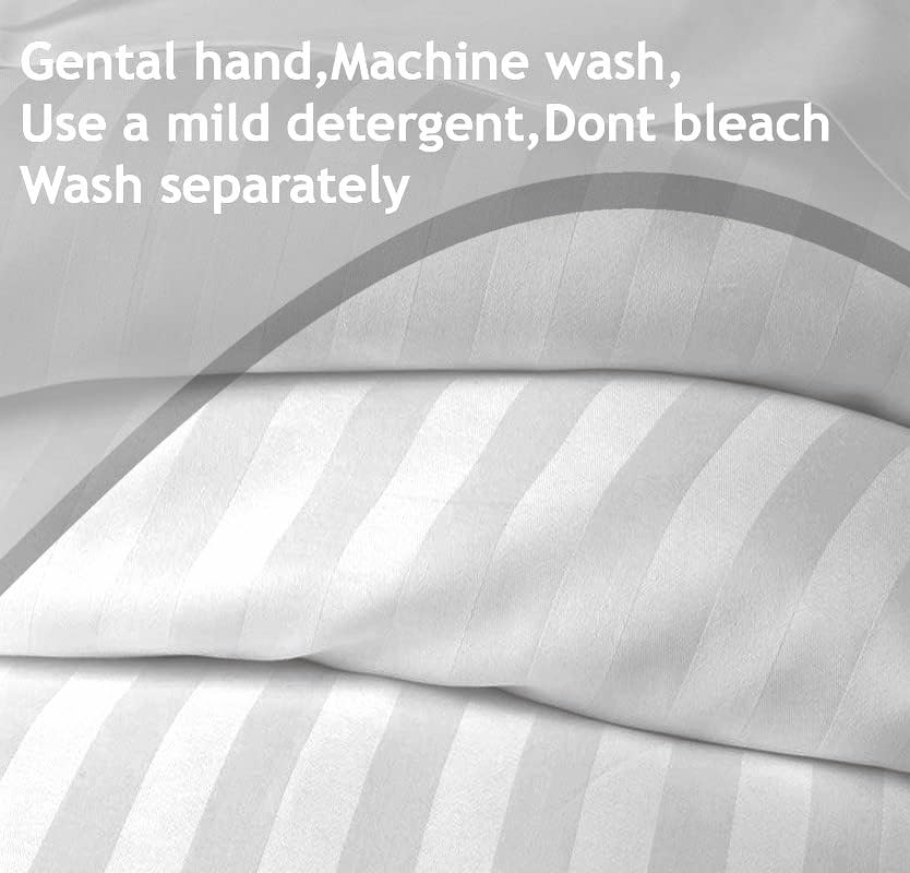 2 Pack Microfiber Strip Oxford Pillow Cases, Ultra Soft Satin Strip Pillow Cases, Luxury Lightweight Hotel Quality Bedding Pillowcase Cover Pair - Wrinkle and Fade Resistant Pillow Sham (White)