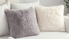 MIULEE Pack of 2 Faux Fur Throw Pillow Cover Fluffy Soft Decorative Square Pillow covers Plush Case Faux Fur Cushion Covers For Livingroom Sofa Bedroom 16x16 Inch 40x40 cm Cream white