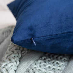 MIULEE Decorative Velvet Cushion Covers 45cm x 45cm/Square Throw Pillowcases for Sofa Bedroom with Invisible Zipper 18x18 Inch Navy Blue Sets of 2