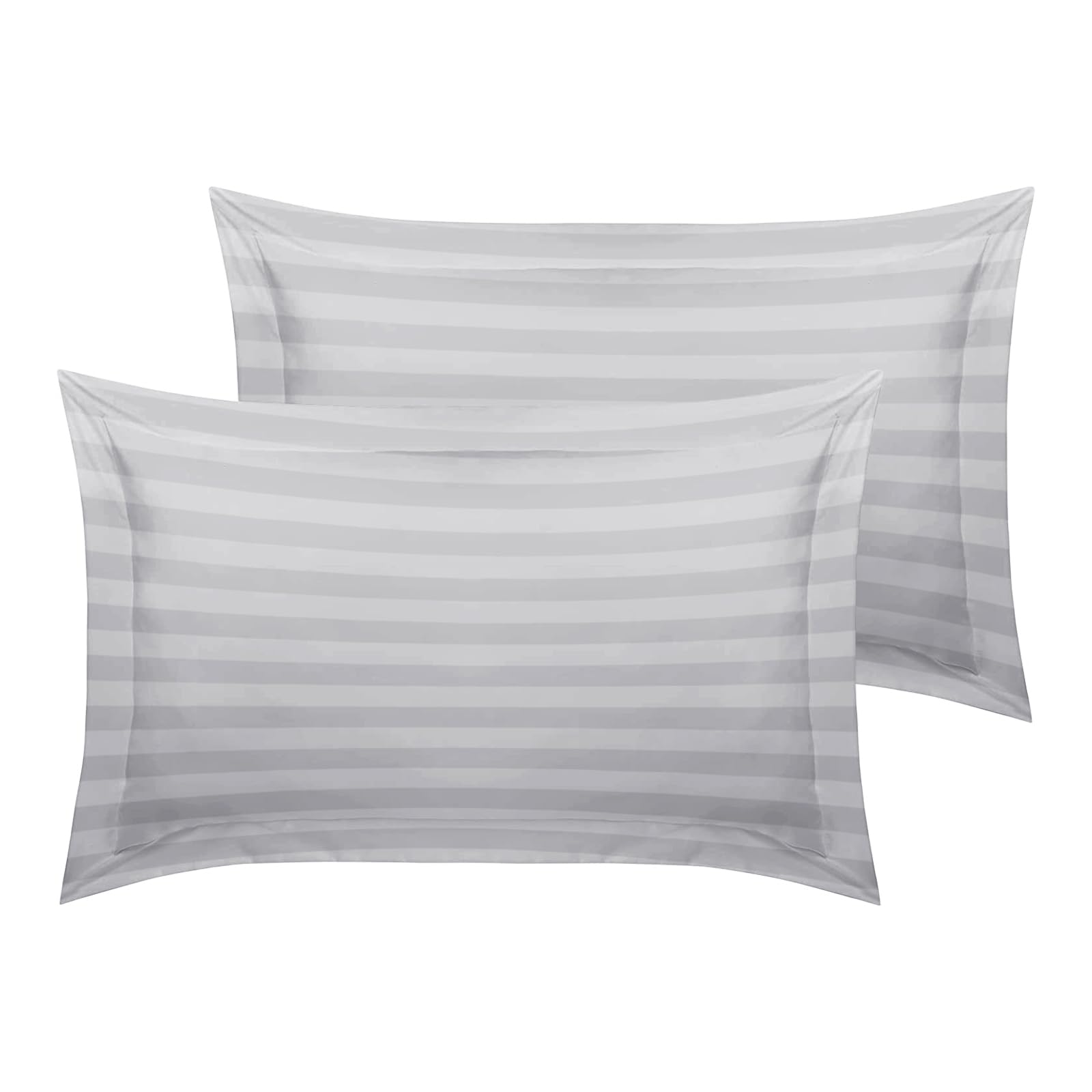 MOONLIGHT20015 Duvet Cover Sets Hotel Quality Stripes Satin Bedding Sets with Pillowcase, Reversible Hypoallergenic Soft Breathable Bed Covers (Silver, Double)