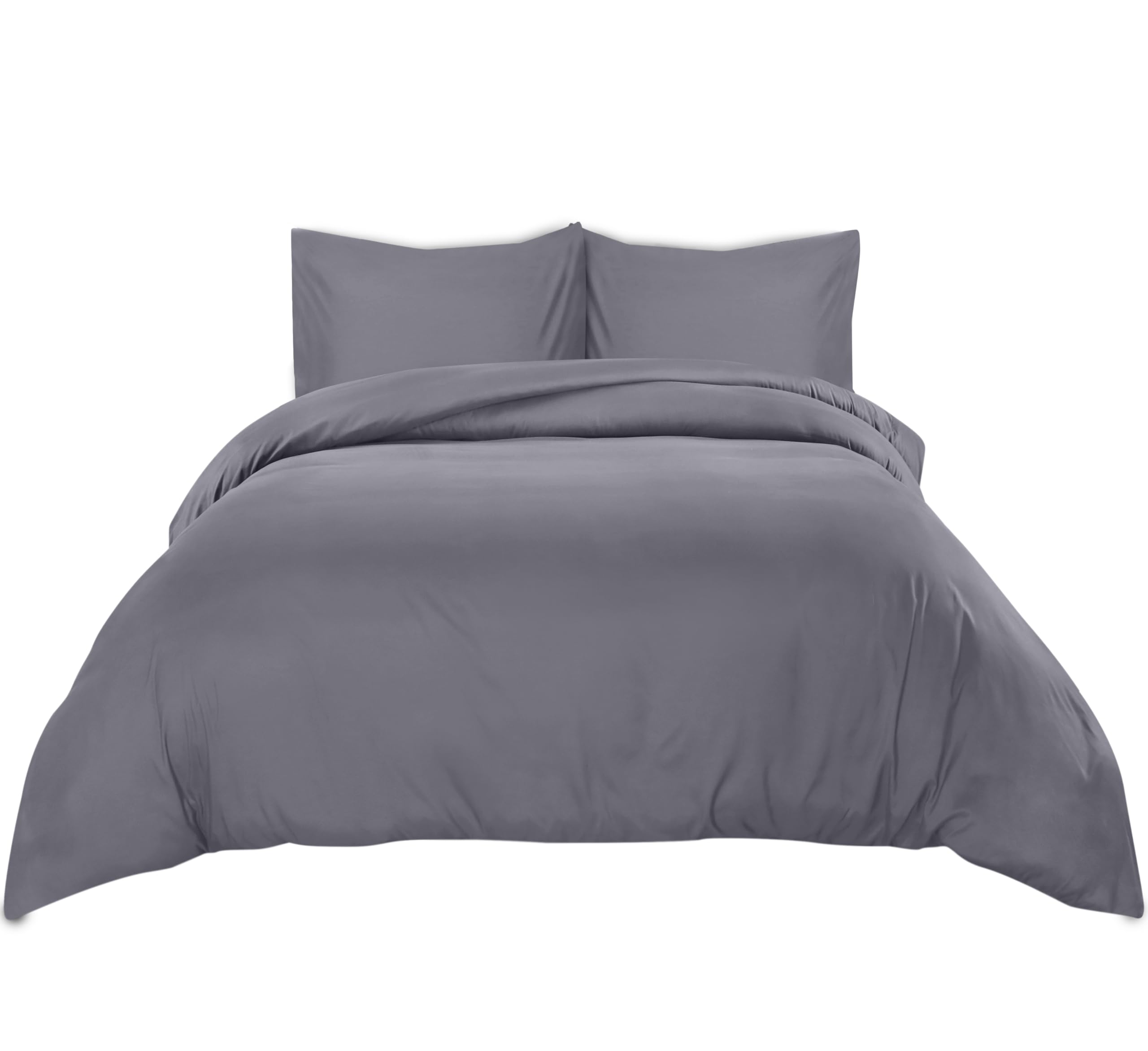Utopia Bedding Duvet Cover Double - Soft Microfibre Polyester - Bedding Quilt Cover Set, with Pillow cases (Grey)