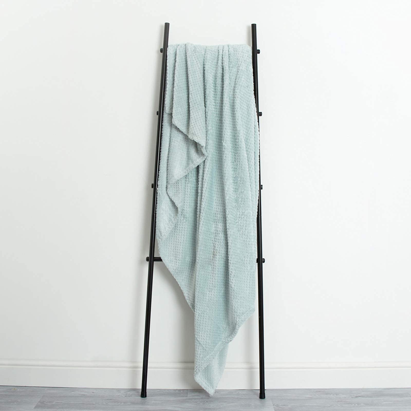 Dreamscene Luxury Waffle Mink Honeycomb Faux Fur Warm Throw Over Sofa Bed Soft Blanket, Duck Egg Blue - 150 x 200cm