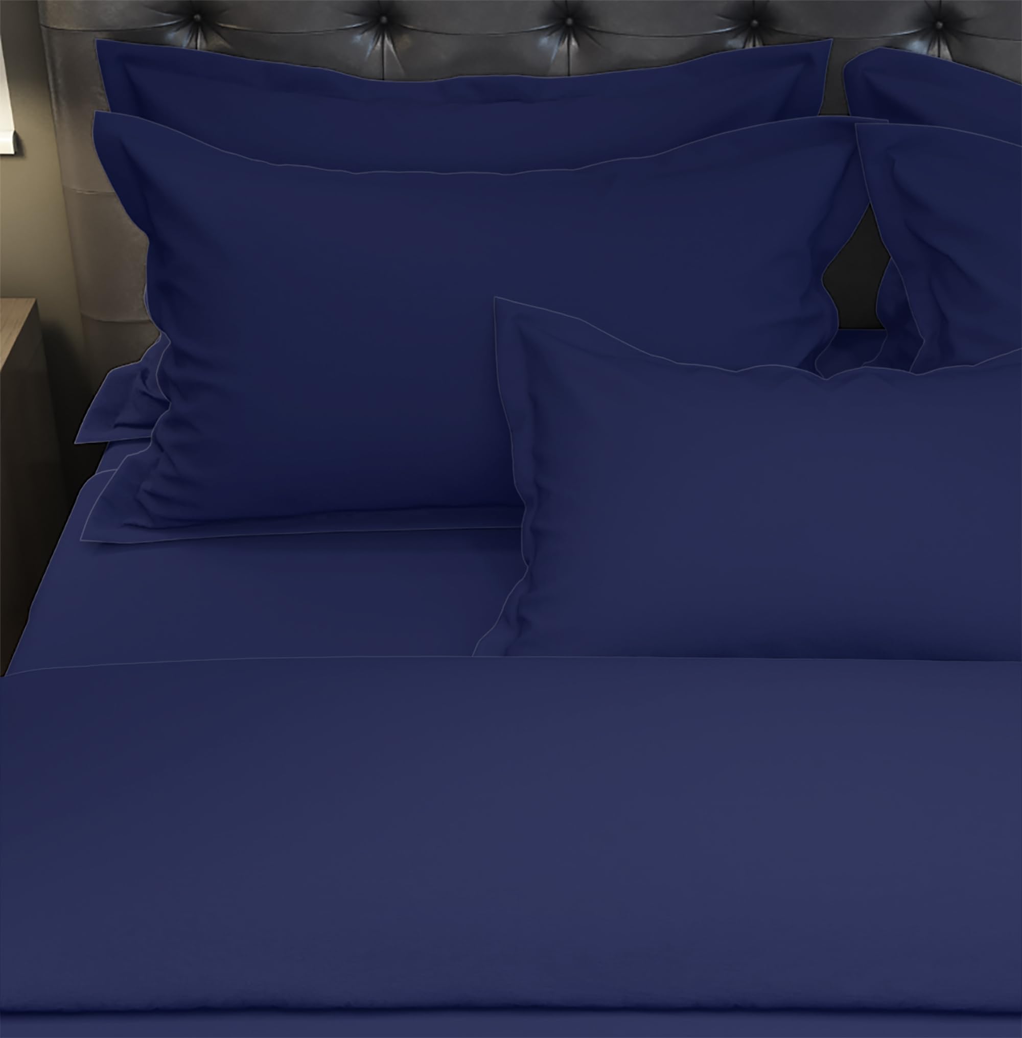 MistyMorning Pillow Cases 2 Pack, Soft & Premium quality Bedding & Linen, 100% Egyptian Cotton with 200 Thread Count. (50 * 75+15 cm (Navy)