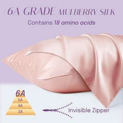 OLESILK 100% Silk Pillowcase for Hair and Skin, Both Sides 16 Momme Real Natural Mulberry Silk, with Hidden Zipper and Gift Box, 1pc, Peach Pink, 50x75cm