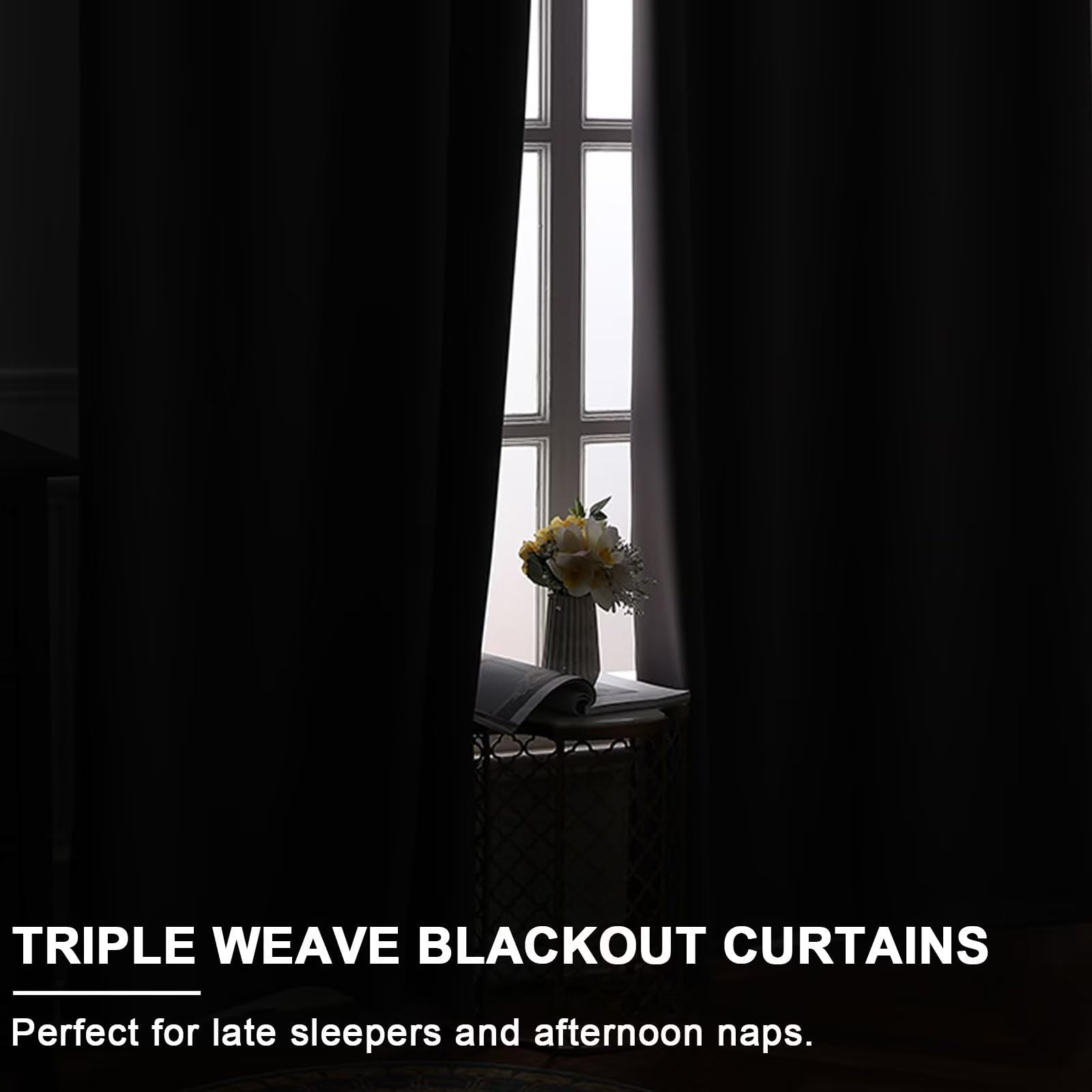 DWCN Blackout Curtains for Bedroom with Tiebacks Pencil Pleat Curtains Thermal Insulated Curtains Rod Pocket Room Darkening Window Grey Curtains for Living Room 46 x 54 inch Length, Grey, 2 Panels