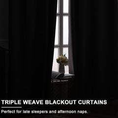 DWCN Blackout Curtains for Bedroom with Tiebacks Pencil Pleat Curtains Thermal Insulated Curtains Rod Pocket Room Darkening Window Grey Curtains for Living Room 46 x 54 inch Length, Grey, 2 Panels