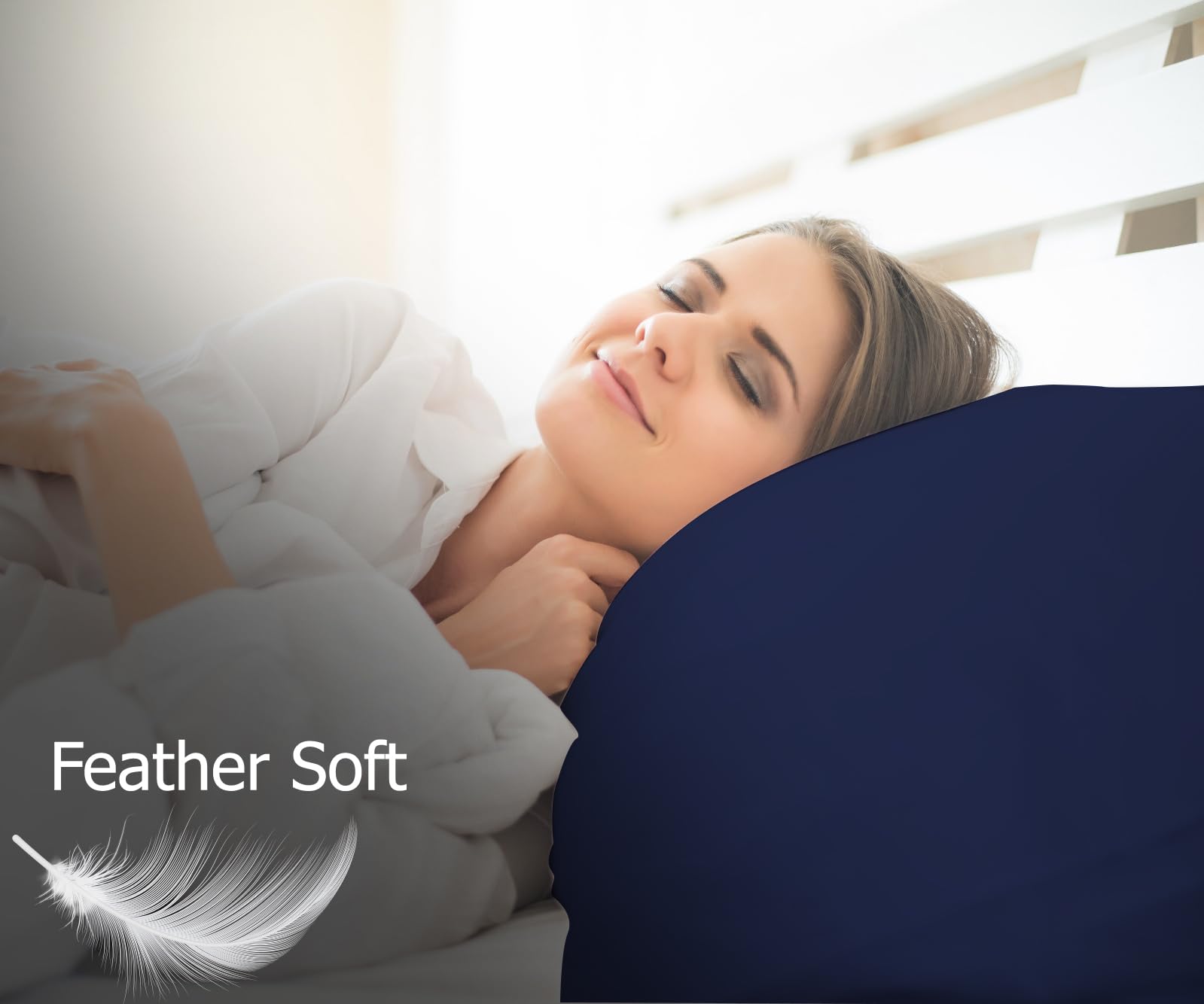 MistyMorning Pillow Cases 2 Pack, Soft & Premium quality Bedding & Linen, 100% Egyptian Cotton with 200 Thread Count. (50 * 75+15 cm (Navy)