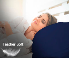 MistyMorning Pillow Cases 2 Pack, Soft & Premium quality Bedding & Linen, 100% Egyptian Cotton with 200 Thread Count. (50 * 75+15 cm (Navy)