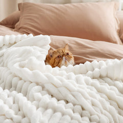 Bedsure Soft Fleece Throw Blanket - Fluffy Cosy Warm Fleece Blanket for Sofa, Bed and Couch, Single, Off White, 130x170 cm