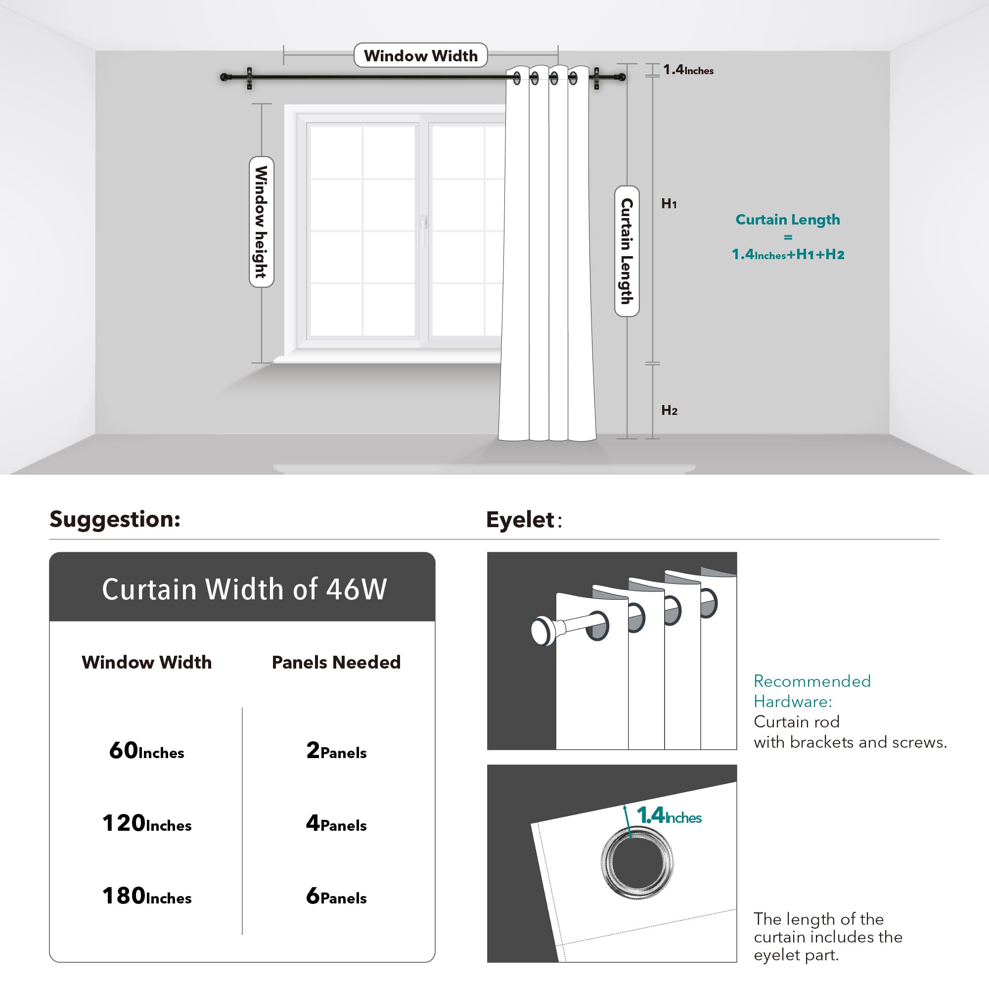 Deconovo Blackout Curtains, Thermal Insulated Curtains, Wave Line Foil Printed Ring Top Curtains for Girls Bedroom, 46 x 54 Inch(Width x Length), Light grey, 2 panels