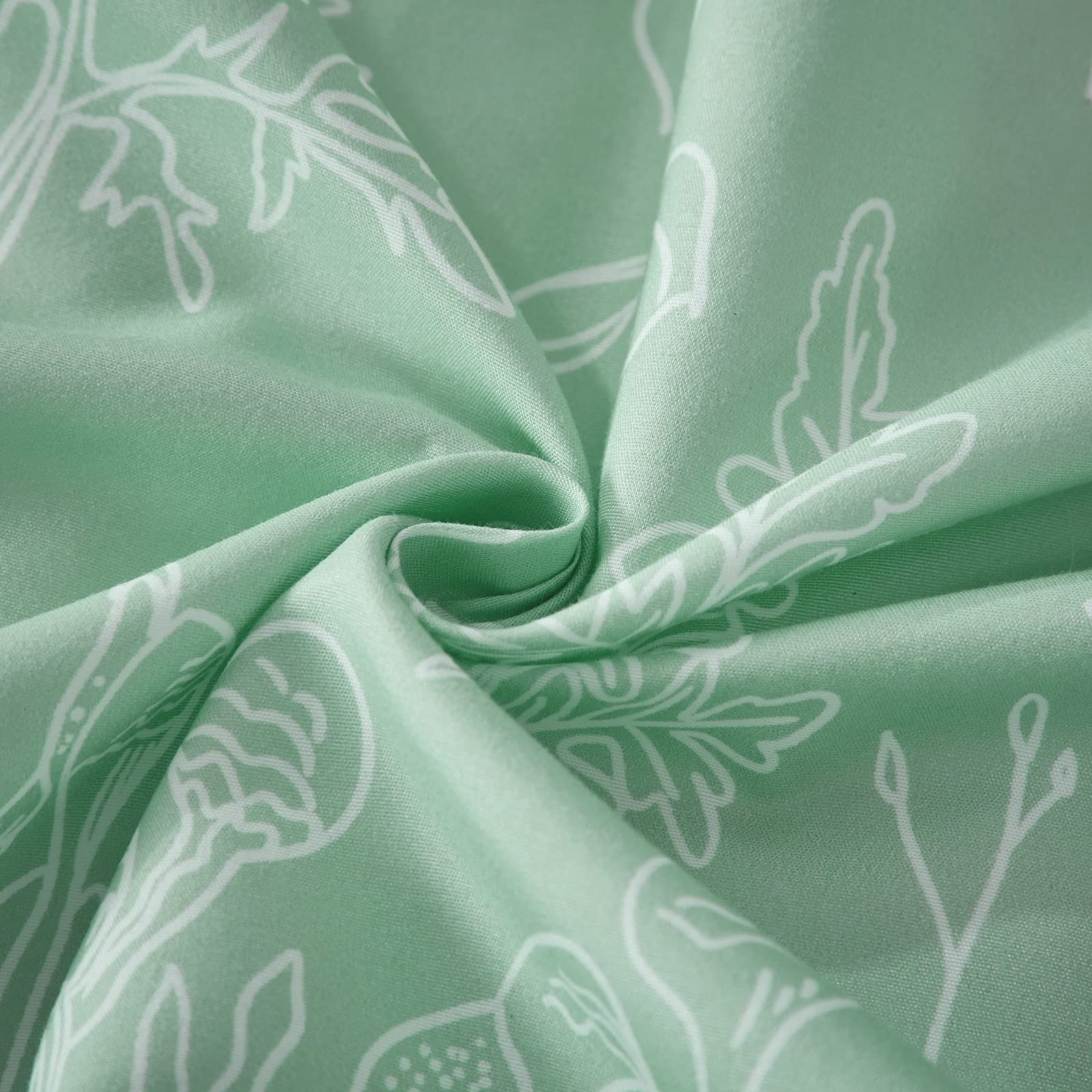 Lunoroey Green Floral Duvet Cover Set Single Size Floral Bedding Sets Plants Flowers Botanical Printed Duvet Covers All Season Bedding Sets Soft And Easy Care