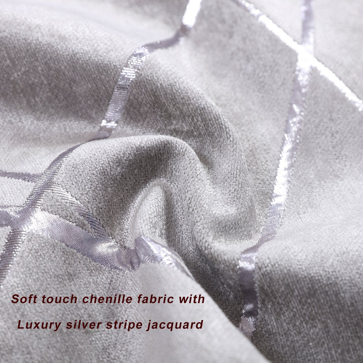 GIGIZAZA Cushion Covers 40cm x 40cm Silver Grey Square Chenille Decorative 16 x 16 Inch Pillowcases for Sofa Bedroom Living room Set of 2