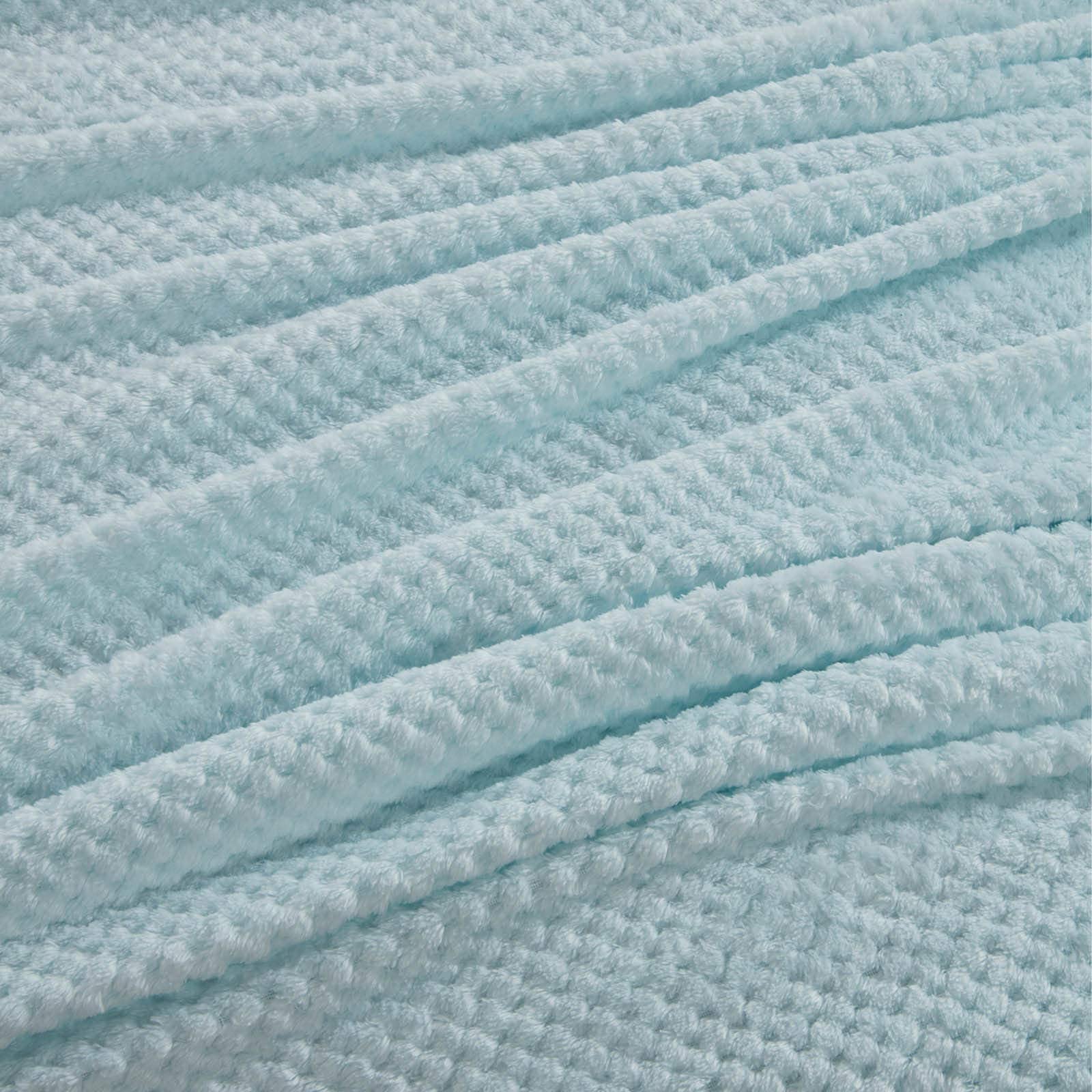 Dreamscene Luxury Waffle Mink Honeycomb Faux Fur Warm Throw Over Sofa Bed Soft Blanket, Duck Egg Blue - 150 x 200cm