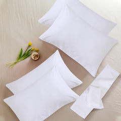 NAFAY LIVING White Pillow Cases 4 Pack Cotton 300 Thread Count - Hotel Quality Pillow Covers with Envelope Enclosure - Breathable & Super Soft Housewife Pillowcases (50 x 75 cm)