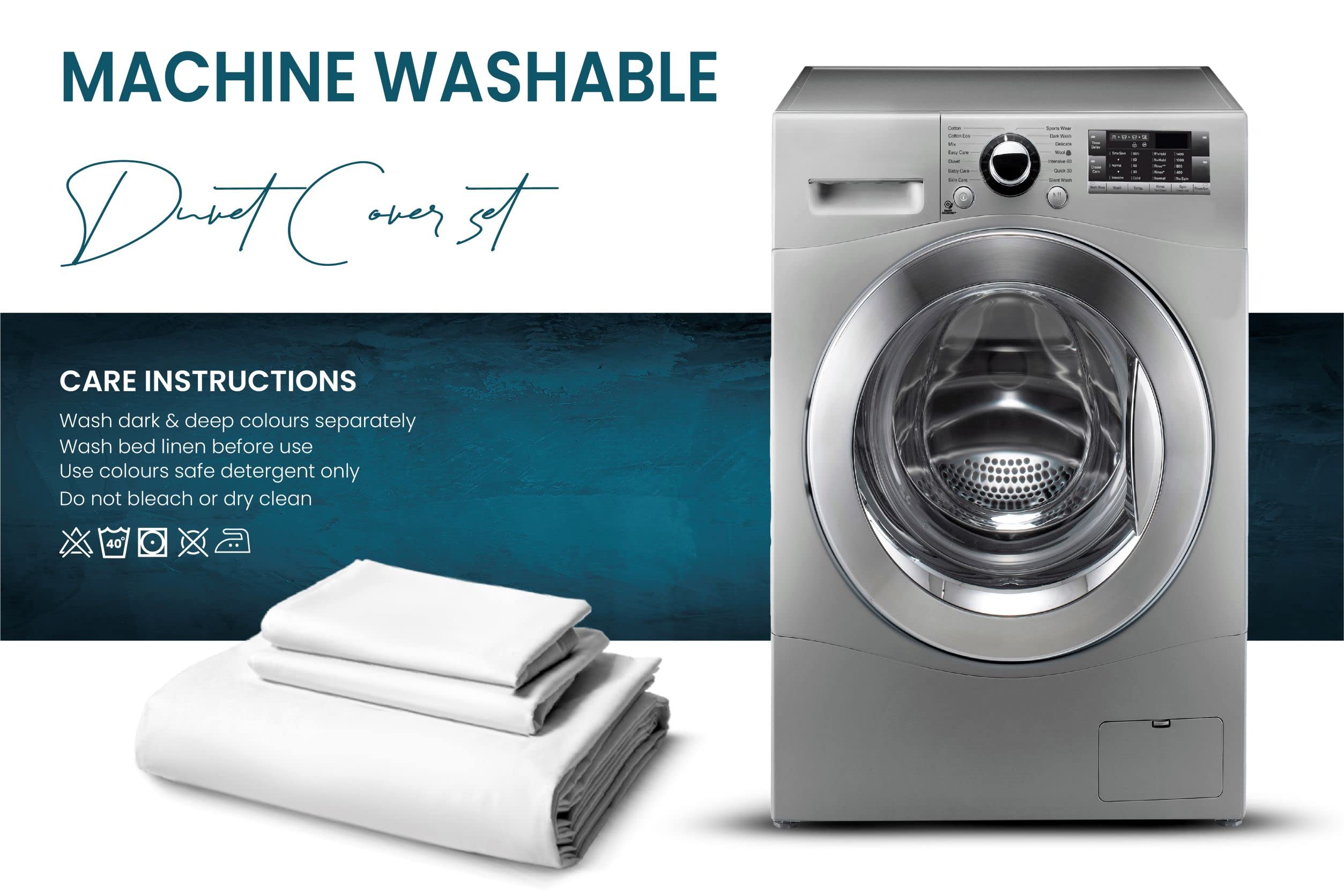 Sapphire Collection 100% Egyptian Cotton 300 Thread Count Duvet Cover With Pillow Case Bedding Set (Single, White)