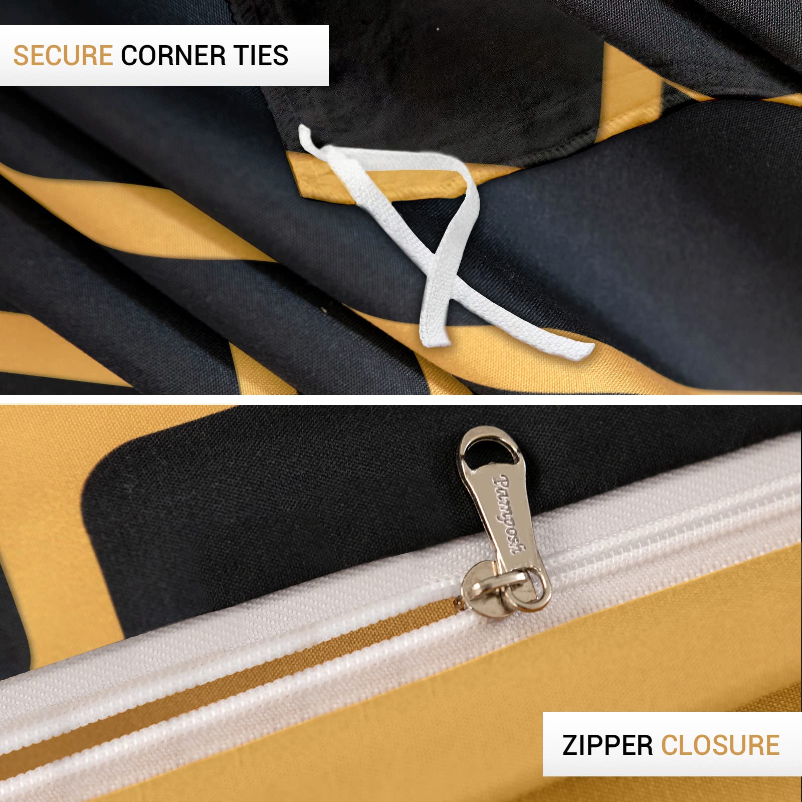 Pamposh King Size Duvet Cover Sets Reversible Bedding 3 Pcs With Zipper Closure Ultra Soft Anti Allergic Non Iron Luxury Microfiber (Black, King (220 x 230 cm))