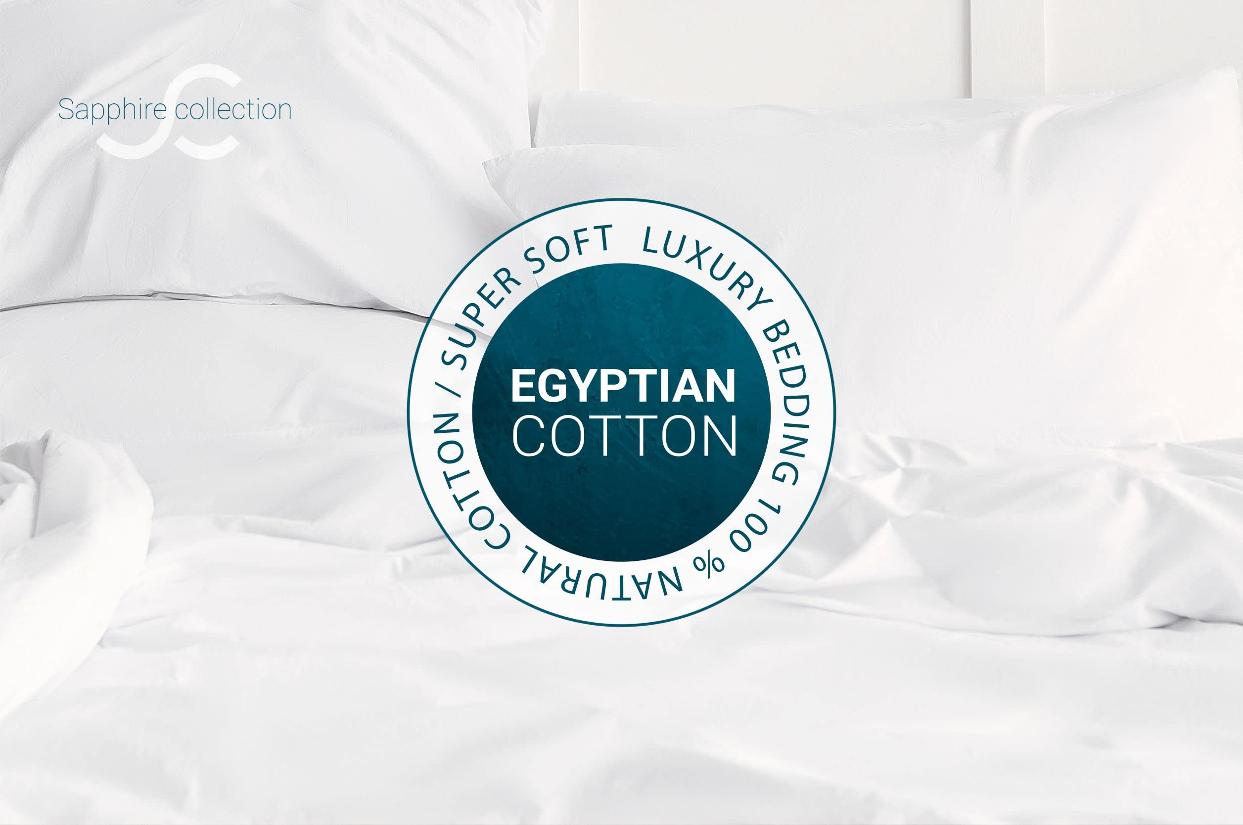 Sapphire Collection 100% Egyptian Cotton 300 Thread Count Duvet Cover With Pillow Case Bedding Set (Single, White)