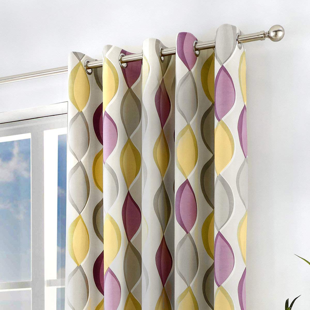 Fusion Lennox, Eyelet Curtains, 117 x 183 cm, Grey