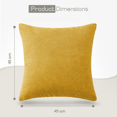 Hafaa Cushions with Covers Included 45 x 45 Cm Set of 4 (2 Ochre Cushion Covers, 2 Cushion Inserts) - Stripe Velvet Square Throw Pillow Case Decorative Sofa Cushion Covers with Invisible Zipper