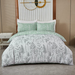 Lunoroey Green Floral Duvet Cover Set Single Size Floral Bedding Sets Plants Flowers Botanical Printed Duvet Covers All Season Bedding Sets Soft And Easy Care