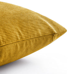 Hafaa Cushions with Covers Included 45 x 45 Cm Set of 4 (2 Ochre Cushion Covers, 2 Cushion Inserts) - Stripe Velvet Square Throw Pillow Case Decorative Sofa Cushion Covers with Invisible Zipper