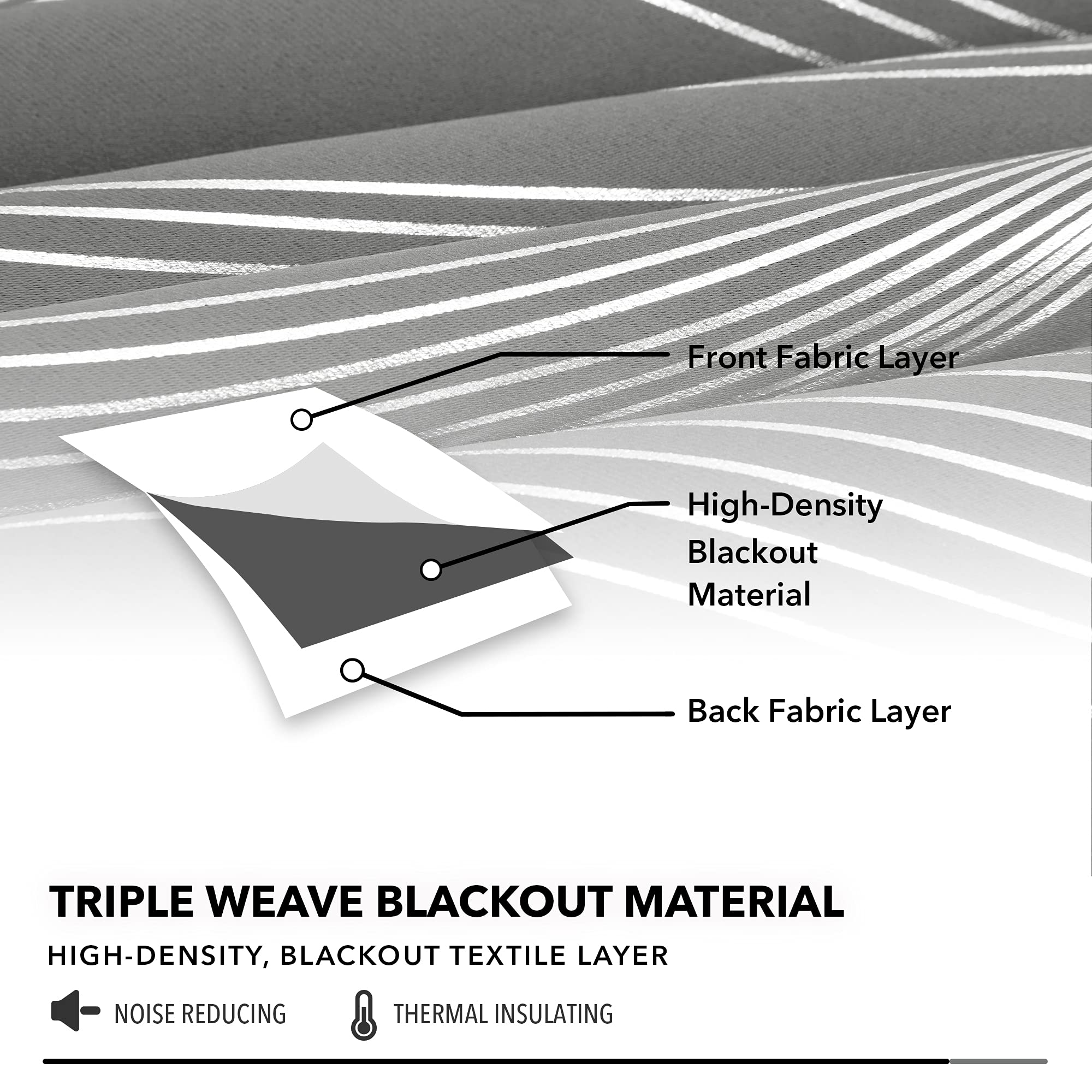 Deconovo Grey Curtains 66 x 54 Inch Drop Foil Printed Wave Line Room Darkening Curtains Thermal Insulated Energy Saving Super Soft Eyelet Blackout Curtains for Bedroom Light Grey 2 Panels