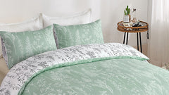 Lunoroey Green Floral Duvet Cover Set Single Size Floral Bedding Sets Plants Flowers Botanical Printed Duvet Covers All Season Bedding Sets Soft And Easy Care
