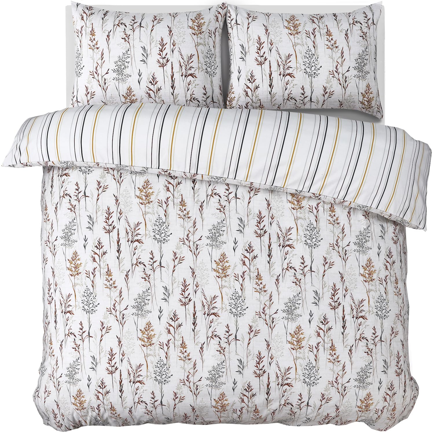 Bronwen Mathews Double Duvet Cover Sets - Microfibre Printed Reversible Duvet Cover Sets - Duvet Cover Double Size Bedding Sets - Double Duvet Sets With Pillowcases (Wildflowers, Double)