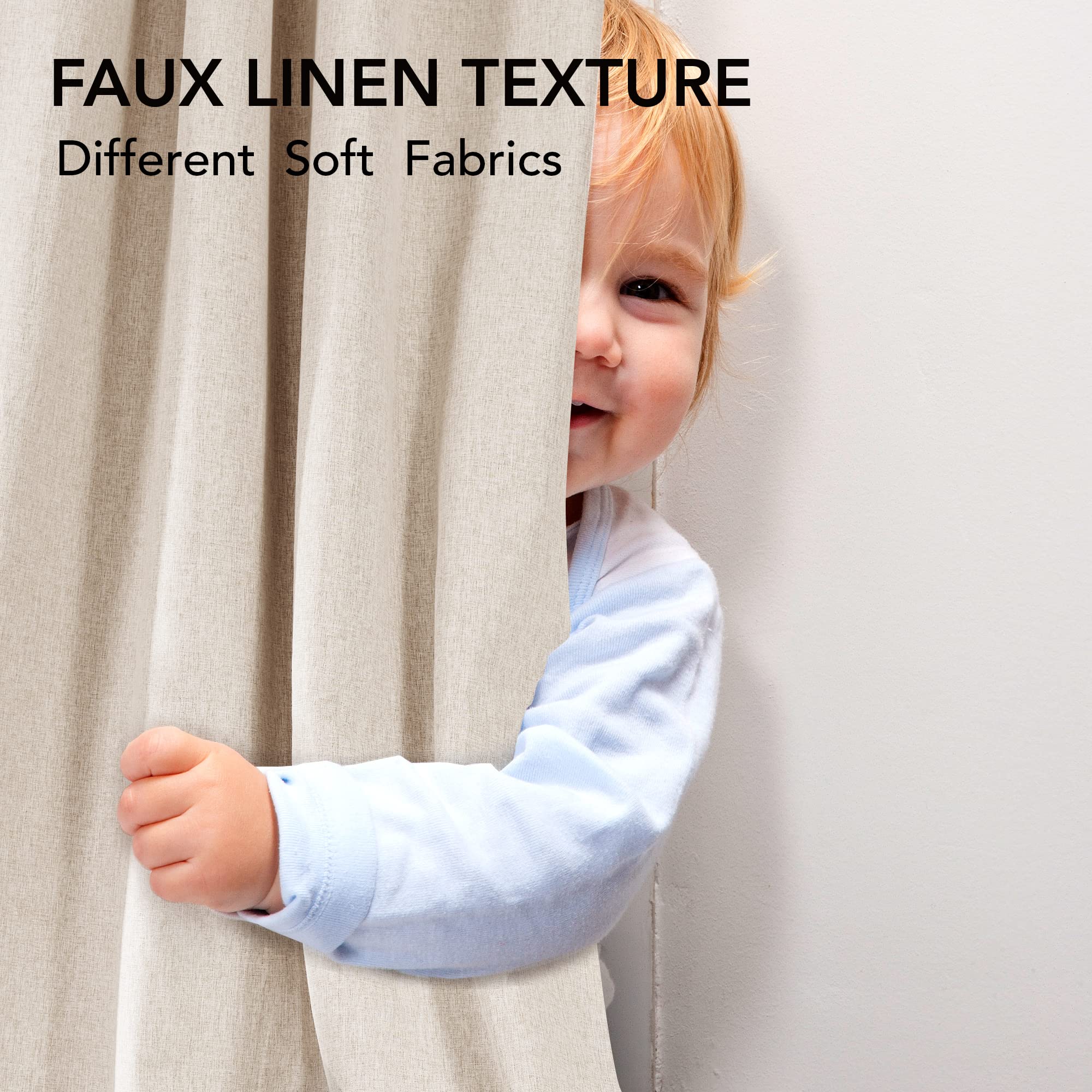 Deconovo 100% Blackout Curtains Faux Linen Thermal Insulated Curtains for Summer, Insulated Blackout Eyelet Curtains for Bedroom W46 x L54 Inch Taupe One Pair