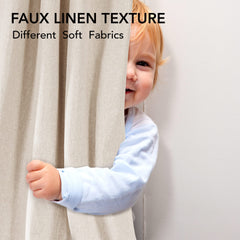 Deconovo 100% Blackout Curtains Faux Linen Thermal Insulated Curtains for Summer, Insulated Blackout Eyelet Curtains for Bedroom W46 x L54 Inch Taupe One Pair