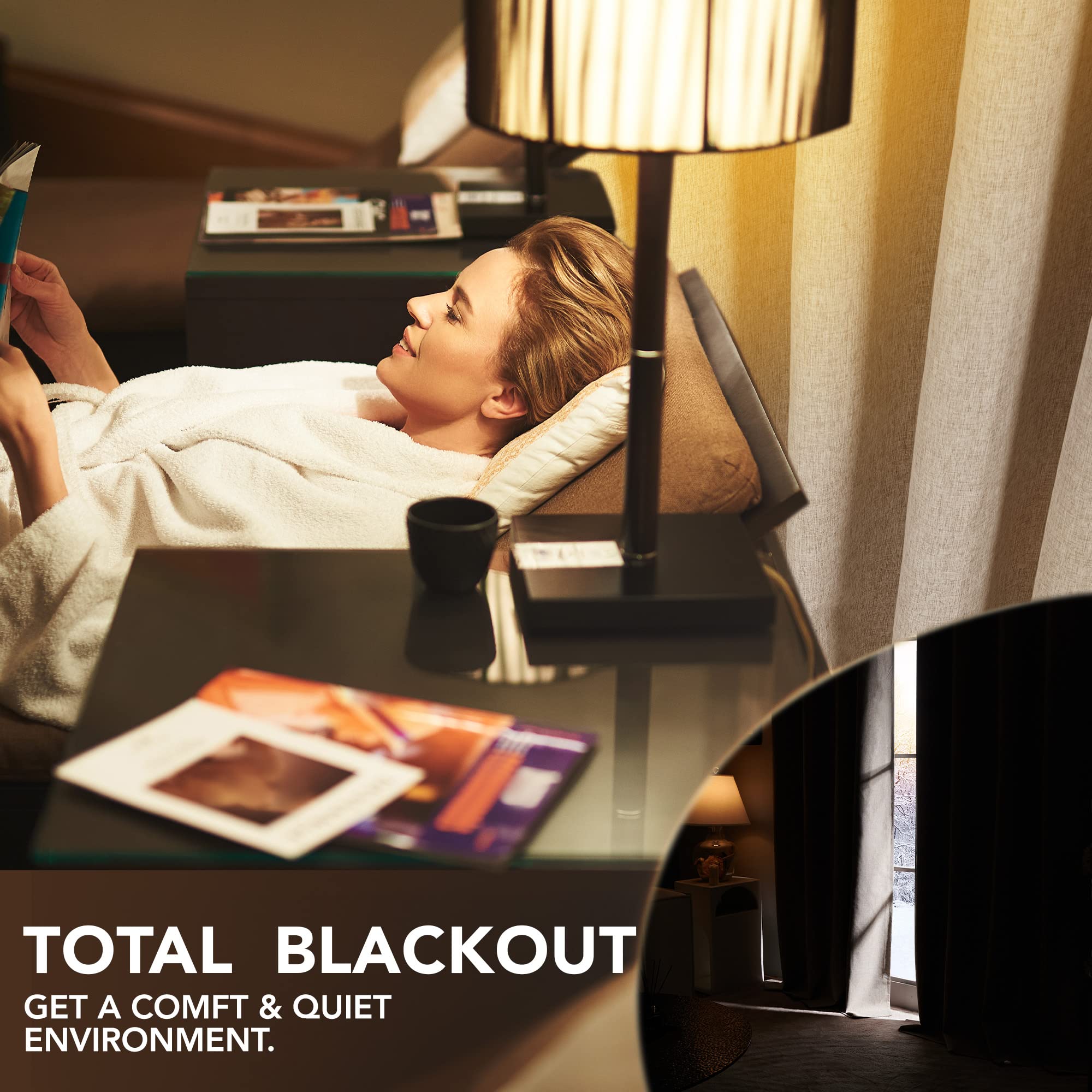 Deconovo 100% Blackout Curtains Faux Linen Thermal Insulated Curtains for Summer, Insulated Blackout Eyelet Curtains for Bedroom W46 x L54 Inch Taupe One Pair