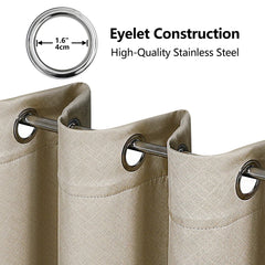 Krismile 100% Blackout Eyelet Curtains Camel Beige - Thermal Insulated & Noise Reducing, Thick Short Curtains for Bedroom, Lined Blackout curtains, Room Darkening Curtains, 46 x54 inch 2 Panels