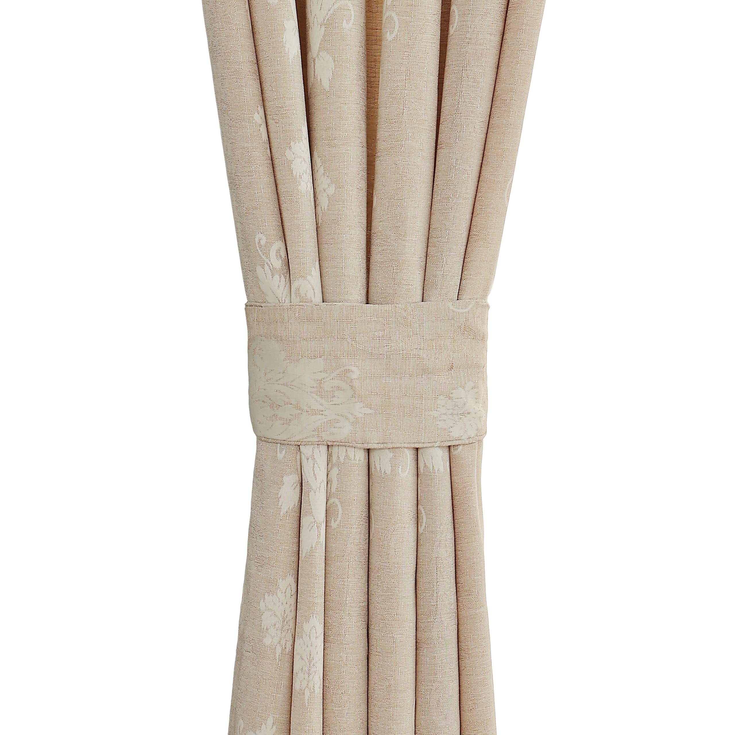 Prime Linens Curtains for Living Room Ring Top Jacquard Curtains Fully Lined Modern Panels Eyelet Curtains for Bedroom with 2 Free Tie Backs (Beige, W 46" x L 54")