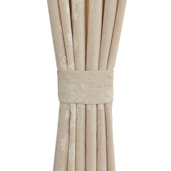 Prime Linens Curtains for Living Room Ring Top Jacquard Curtains Fully Lined Modern Panels Eyelet Curtains for Bedroom with 2 Free Tie Backs (Beige, W 46" x L 54")