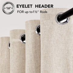 Deconovo 100% Blackout Curtains Faux Linen Thermal Insulated Curtains for Summer, Insulated Blackout Eyelet Curtains for Bedroom W46 x L54 Inch Taupe One Pair