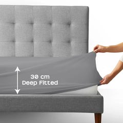 MOONLIGHT20015 4 Piece Double Bedding Set - Duvet Cover, Fitted Sheet with Pillow cases - Soft Brushed Microfiber – Grey