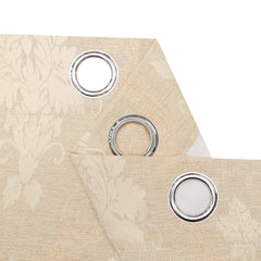 Prime Linens Curtains for Living Room Ring Top Jacquard Curtains Fully Lined Modern Panels Eyelet Curtains for Bedroom with 2 Free Tie Backs (Beige, W 46" x L 54")