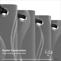 Deconovo Grey Curtains 66 x 54 Inch Drop Foil Printed Wave Line Room Darkening Curtains Thermal Insulated Energy Saving Super Soft Eyelet Blackout Curtains for Bedroom Light Grey 2 Panels