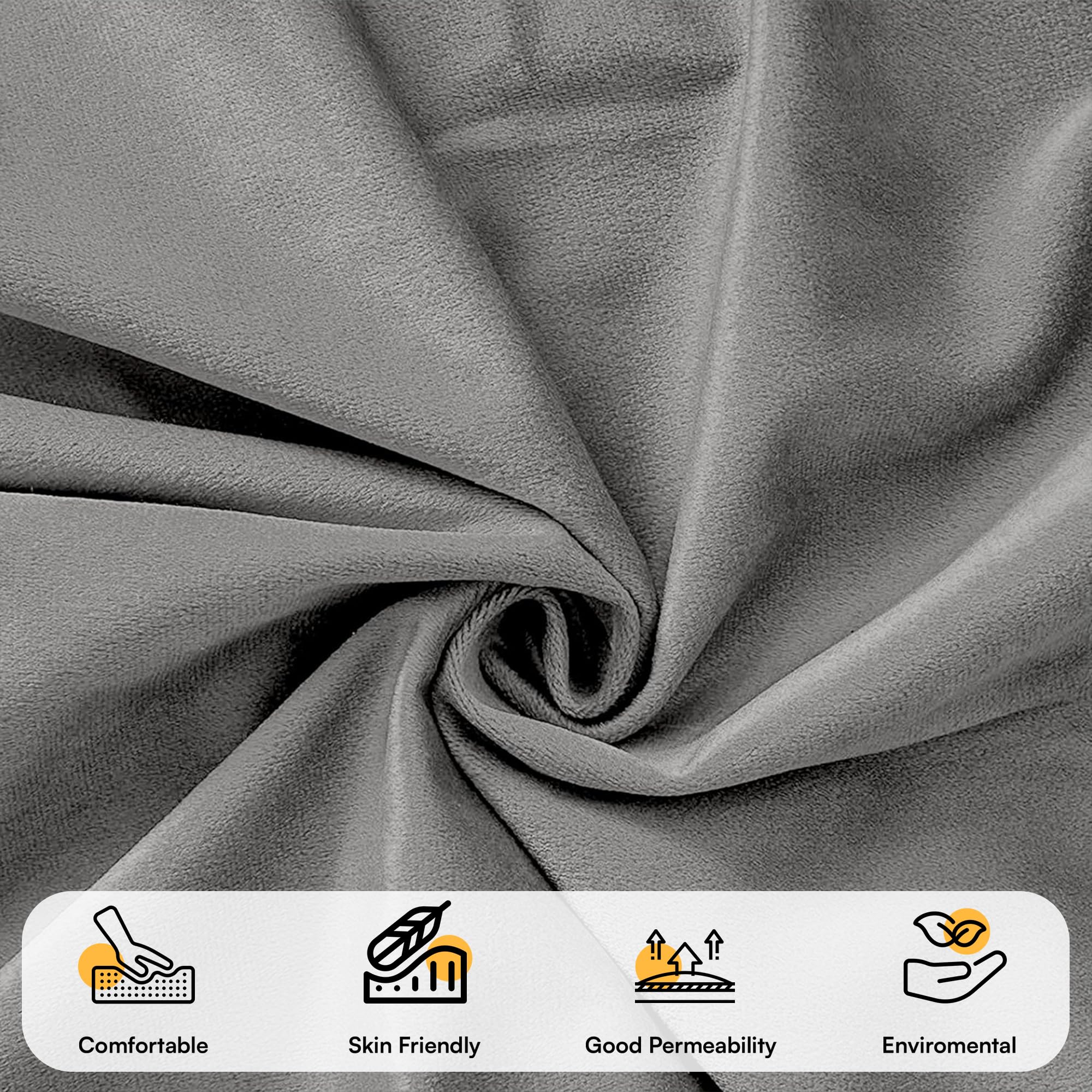 YORKSHIRE BEDDING Cushion Covers 45 x 45 (Pack of 2) - Luxury Velvet Square Throw Pillow Cases - Decorative Soft Grey Cushion Cover for Sofa Couch Bedroom with Invisible Zipper, 18x18 Inches