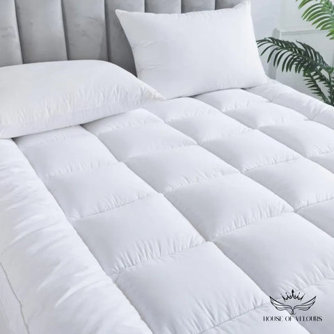 House of Velours Home Microfiber Quilted Mattress Topper Double Bed 4 Inch /10cm
