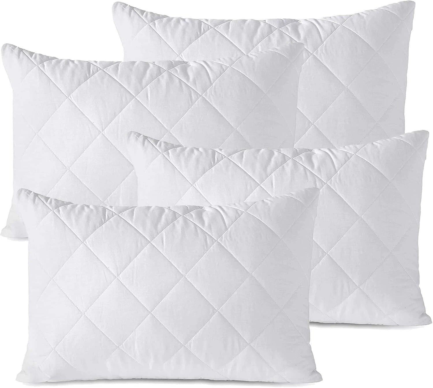 LUXURY QUILTED PILLOW PROTECTORS PACK OF 4 ZIPPED PILLOWCASE