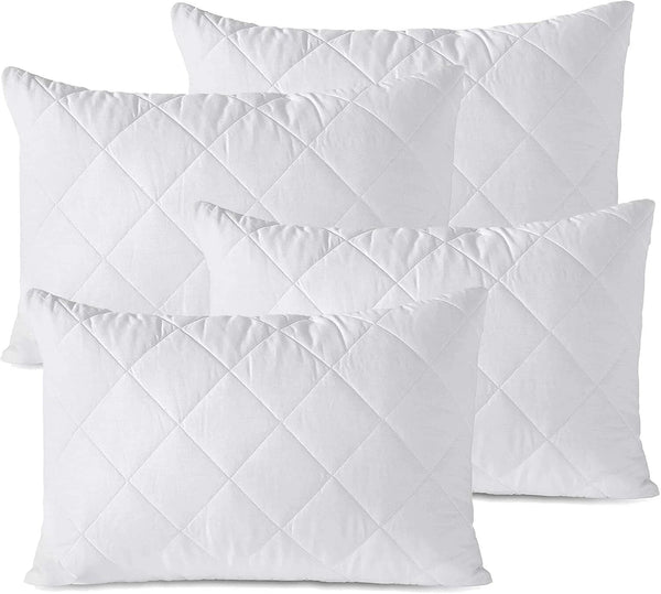 LUXURY QUILTED PILLOW PROTECTORS PACK OF 4 ZIPPED PILLOWCASE