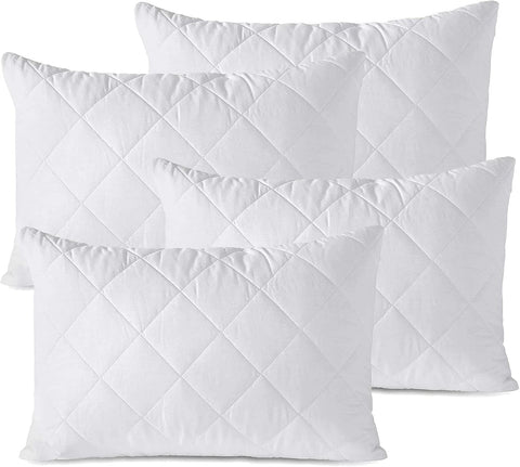 LUXURY QUILTED PILLOW PROTECTORS PACK OF 4 ZIPPED PILLOWCASE