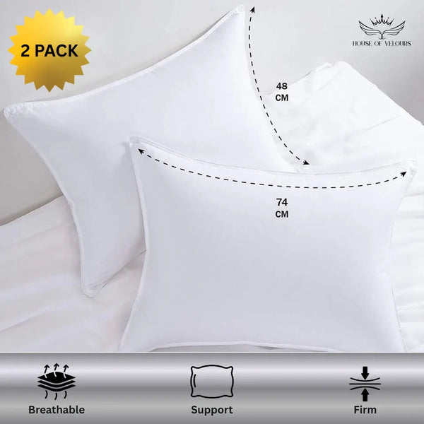 House of Velours Home Duck Feather Pillows 2 Pack Hotel Quality Standard Size