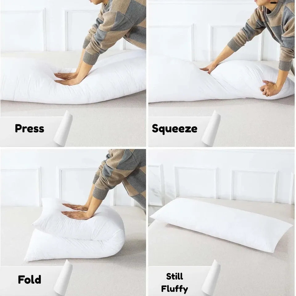 Home Premium Hollowfiber Filled Bolster Pillow Full Body Orthopedic Long Pillow